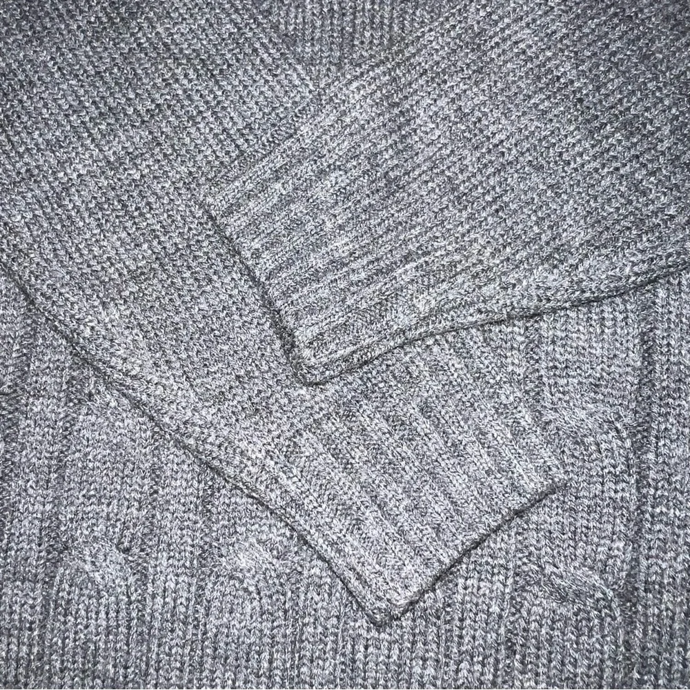 Ben Sherman Gray Cable Knit Funnel Neck Shawl Collar Wool Blend Sweater XL